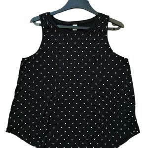 Old Navy Luxe sleeveless Top in Black With  white polka dots size XL